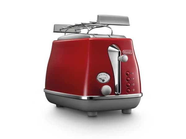 De’Longhi Icona Capitals, 2 viipale(i)ta, Punainen, Ruostumaton teräs, Painikkeet, Vipu, Rotaatio, 900 W, 220 - 240 V
