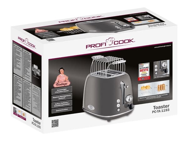 ProfiCook PC-TA 1193, 2 skive(r), Anthracit, Rustfrit stål, Metal, Niveau, 815 W, 220 - 240 V