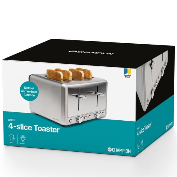 Champion Brødrister 4 skiver 1000W BR420 Rustfri