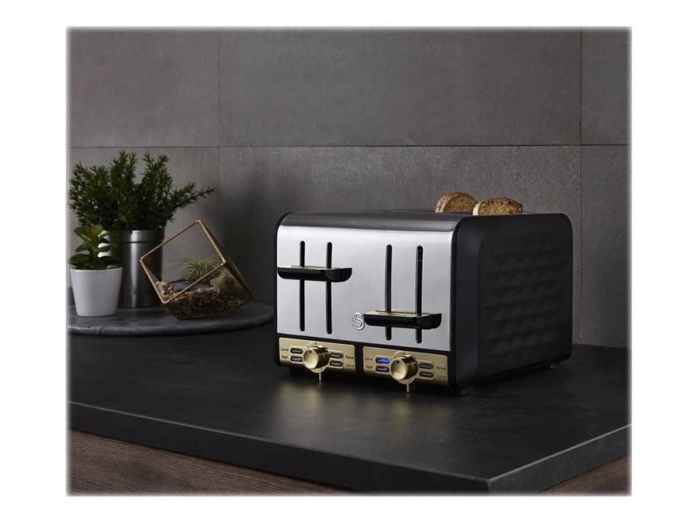 Swan Gatsby ST14084BLKN - Brödrost - 4 skiva - 4 Kortplatser - svart