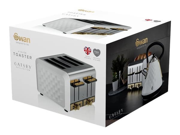 Swan Gatsby ST14084WHTN - Brødrister - 4 skive - 4 Spor - hvit