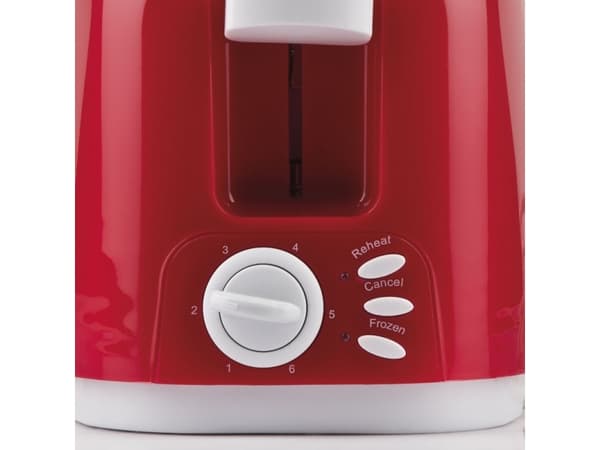 Girmi TP1102, 2 skiver, Rød, Hvit, Plast, Knapper, Nivå, Rotasjon, 800 W, 230 V