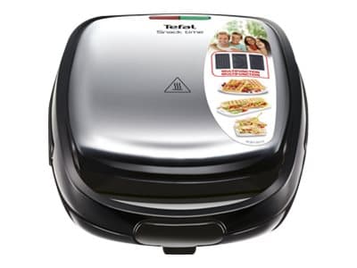 Tefal SNACK TIME 3PL SW342 - Sandwichmaskin / våffeljärn / paninimaskin - 700 W - svart/silver