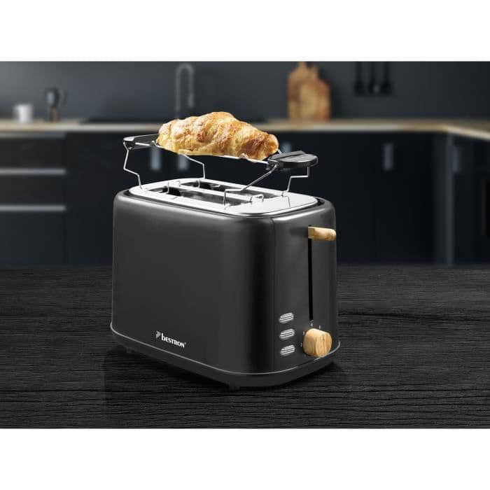 Bestron Brödrost för 2 skivor rostat bröd, Inkluderar bullställ, 7 bryningsnivåer och smulbricka