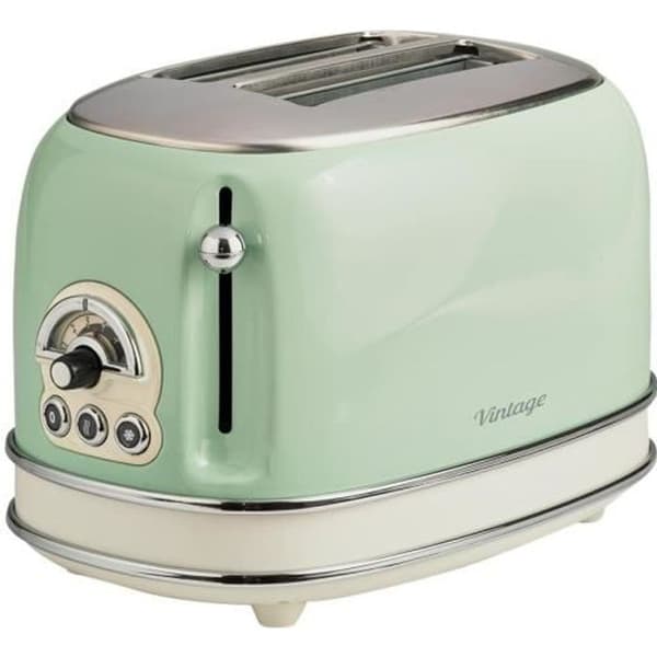 Ariete Vintage Brödrost - 2 skivor - Grön - Avfrostningsfunktion - Glidande smulbricka