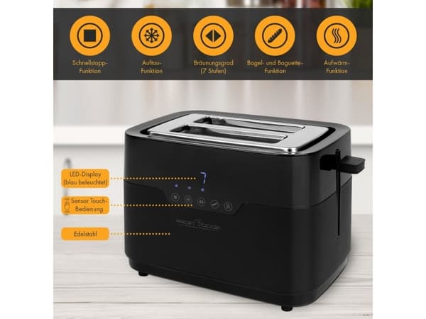ProfiCook PC-TA 1244 - Brødrister - 2 skive - 2 Spor - svart