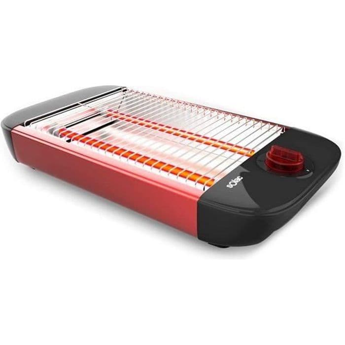 SOLAC Stillo Red - Horisontell brödrost - 600W - 12 brunningsnivåer - 2 kvartsmotstånd - Svart och Röd