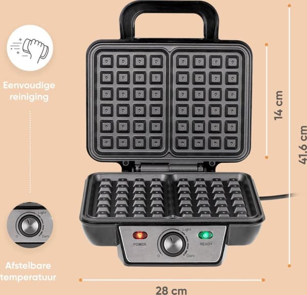 Vaffelmager - Vaffelmager - 1600W - Sort