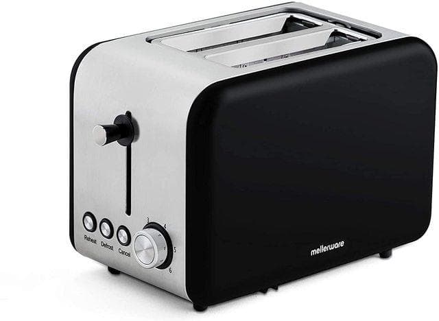 850W 14x4cm elektrisk brödrost i rostfritt stål - svart