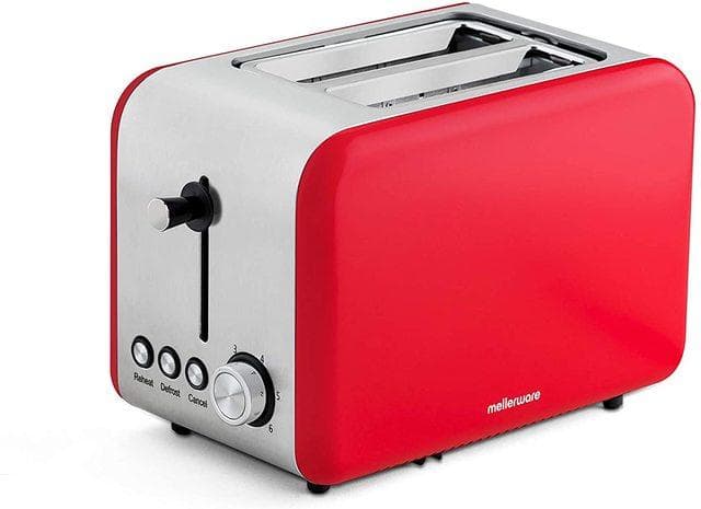 850W 14x4cm elektrisk brödrost i rostfritt stål - röd