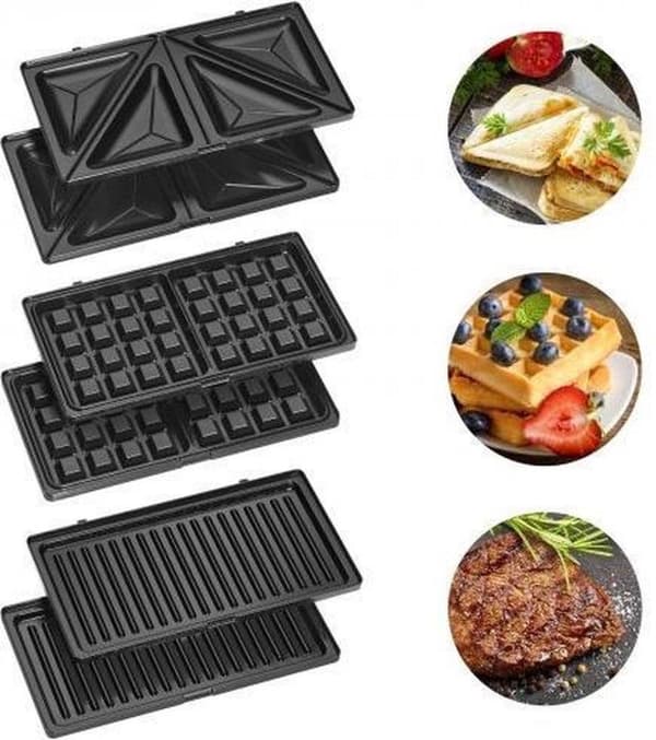 Clatronic ST/WA 3670 sandwichmaskine 800 W Sort, rustfrit stål