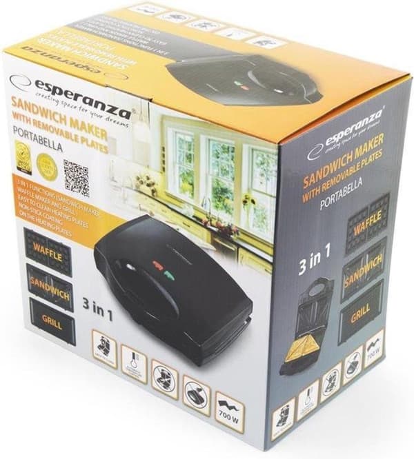 Esperanza EKT006K voileipägrilli 700 W musta