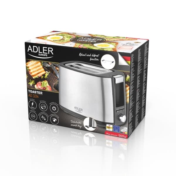 Adler Brødrister 900 W, sølv
