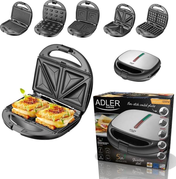 Adler AD 3040 voileipägrilli 1200 W musta, harmaa