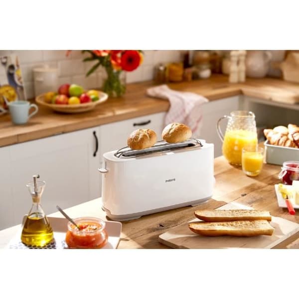 PHILIPS HD2590/00 brödrost - 1 plats - Justerbar termostat - Uppvärmnings- och avfrostningsfunktion - Vit