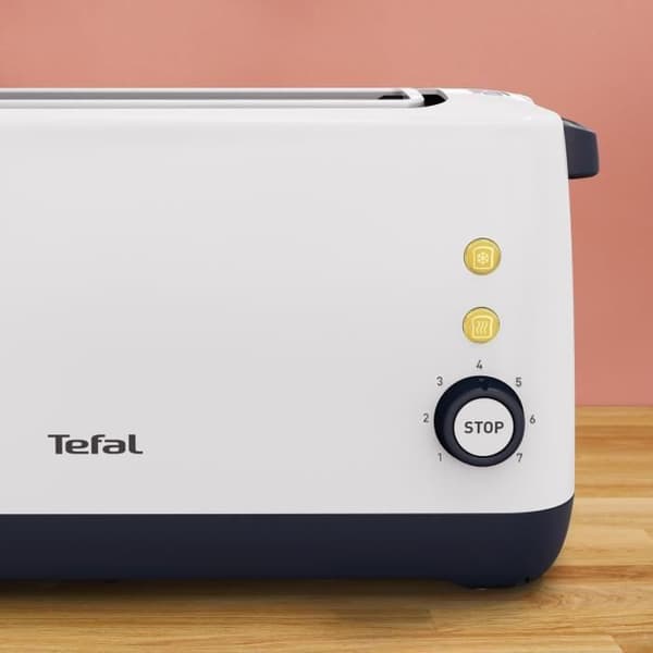 TEFAL Minim Compact brödrost, extra brett spår, 7 bryningsnivåer, Återuppvärmning och avfrostning, Avtagbar smulbricka TL302110