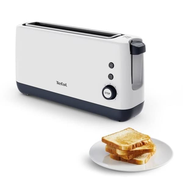 TEFAL Minim Compact brödrost, extra brett spår, 7 bryningsnivåer, Återuppvärmning och avfrostning, Avtagbar smulbricka TL302110