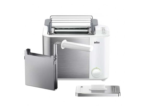 Braun GRILLE-PAIN HT5015WH, 2 viipale(i)ta, Harmaa, Valkoinen, Ruostumaton teräs, Painikkeet, Rotaatio, 1000 W