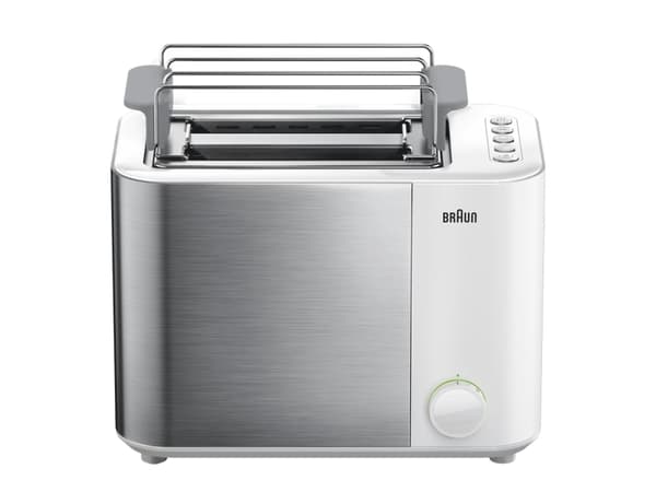 Braun GRILLE-PAIN HT5015WH, 2 skiver, Grå, Hvit, Rustfritt stål, Knapper, Rotasjon, 1000 W