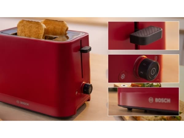 Bosch MyMoment TAT3M124 - Brødrister - 2 skive - 2 Spor - dyp rød