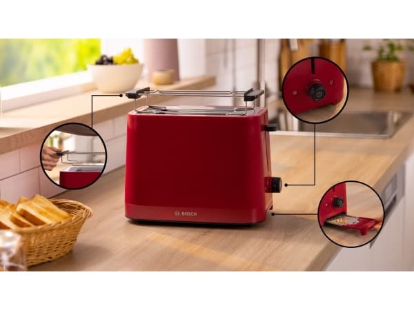 Bosch MyMoment TAT3M124 - Brødrister - 2 skive - 2 Spor - dyp rød