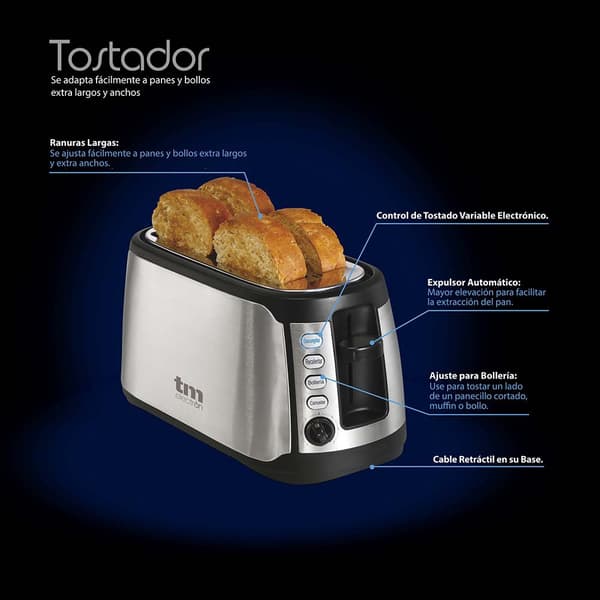 Tm Electron Toaster Med Dobbelt Slot Tmpts005 Xxl 1400w Søvfarvet One Size / EU Plug