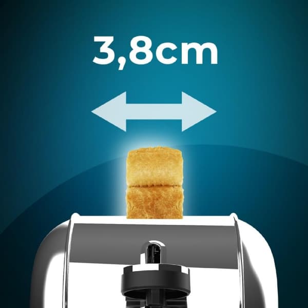Cecotec Steel toaster with single long slot and 850 W power.