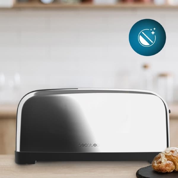 Cecotec Steel toaster with double long slot and 1500 W power.