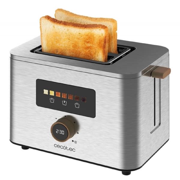 Cecotec Steel toaster with double short slot and touch display.