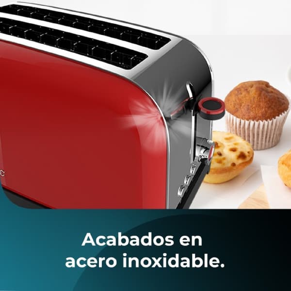 Cecotec Steel toaster with double long slot and 1500 W power.