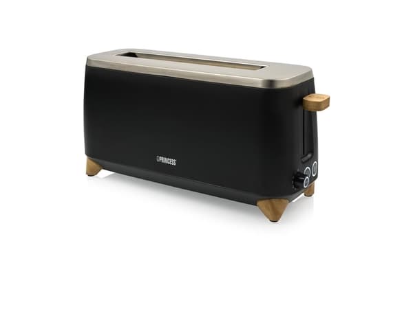 Princess 142361, 2 slice(s), Black, Silver, Wood, Metal, Buttons, Rotary, 1000 W, 230 V
