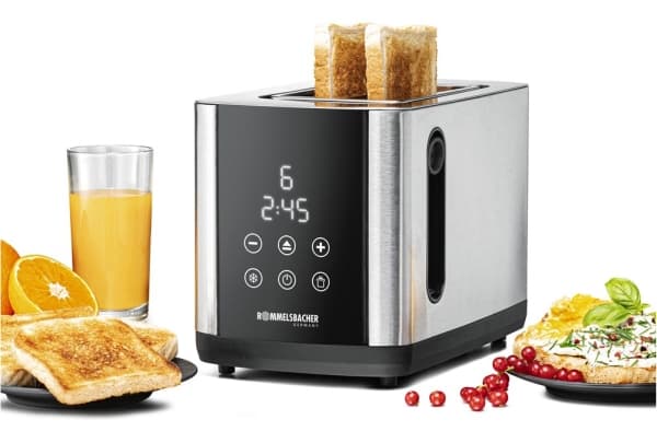 Rommelsbacher TO 850, 2 skiver, Sort, Rustfritt stål, Rustfritt stål, Berøringskontroll, LED, 850 W