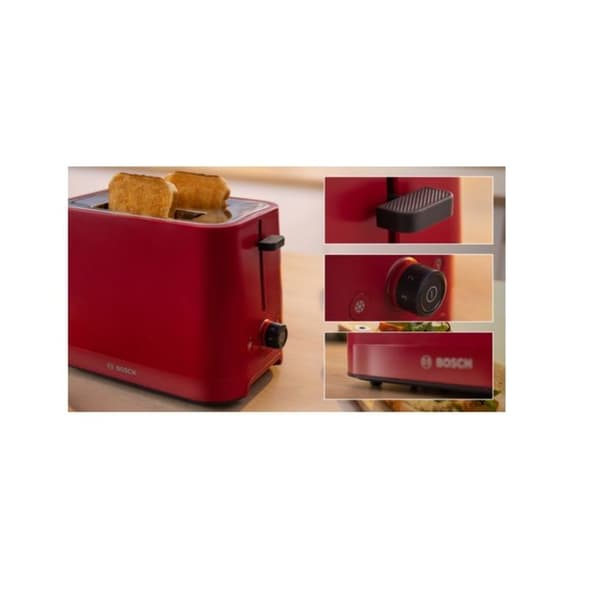 Bosch 2-fack brödrost 950w röd - TAT3M124