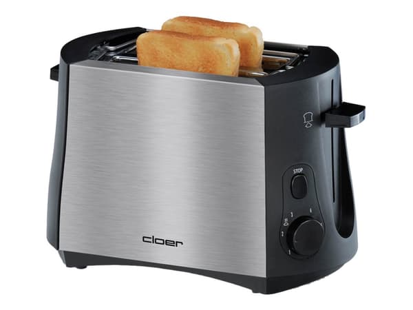 Cloer 3419, 2 viipale(i)ta, Musta, Ruostumaton teräs, Muovi, Ruostumaton teräs, 900 W, 230 V, 275 mm