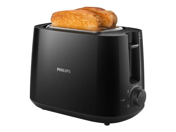 Philips Daily Collection HD2581/90 Leivänpaahdin - 2 leveää paahtoaukkoa, musta, 2 viipale(i)ta, Musta, Muovi, Rotaatio, Kiina, 830 W