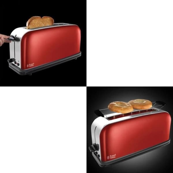 Russell Hobbs 21391-56 Colors Brödrost - Bred specialbaguetteplats - 6 tillagningsnivåer - Röd