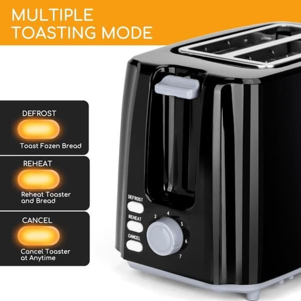 Aigostar Warrior 30JRL Brödrost - Extra breda fack 0% BPA, 750W - Avfrostnings- och återuppvärmningsfunktioner