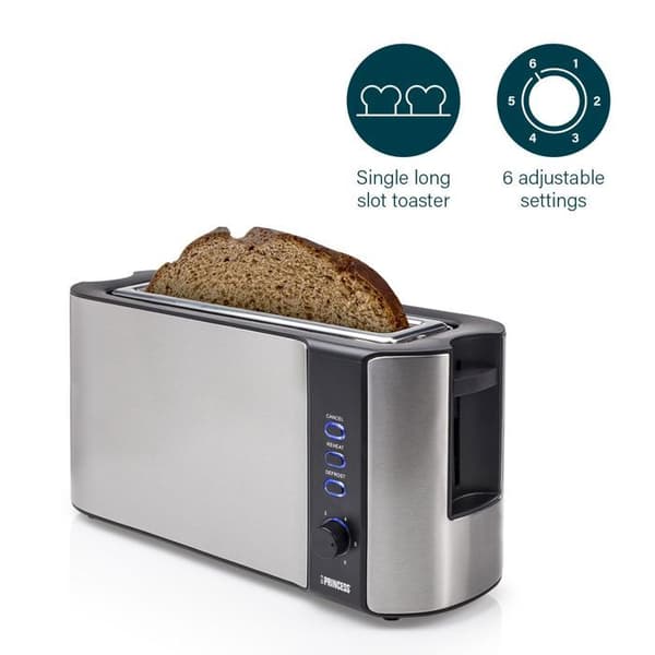 Princess 142353 Brödrost - Extra djupt spår - Rostfritt stål - 1000 W