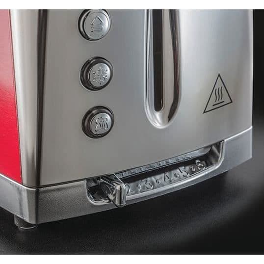 Russell Hobbs 23220-56 Brödrost, Luna Brödrost, Snabbbakning, Browning Control, Bakvärmare ingår - Röd