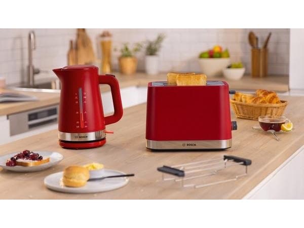 Bosch TAT4M224, 2 skiver, Rød, Rustfritt stål, Knapper, Rotasjon, 950 W, 220 - 240 V