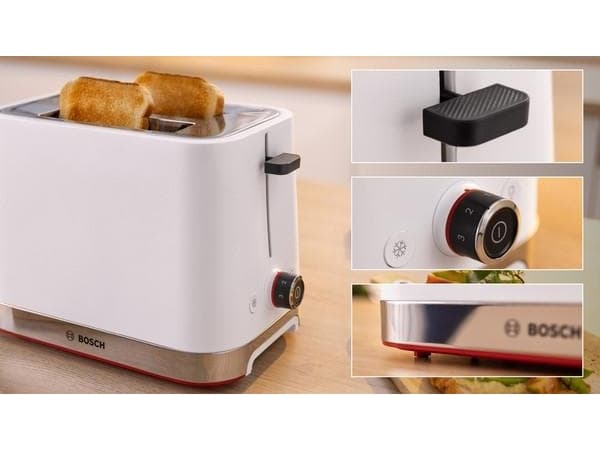 Bosch TAT4M221, 2 viipale(i)ta, Valkoinen, Ruostumaton teräs, Painikkeet, Rotaatio, 950 W, 220 - 240 V