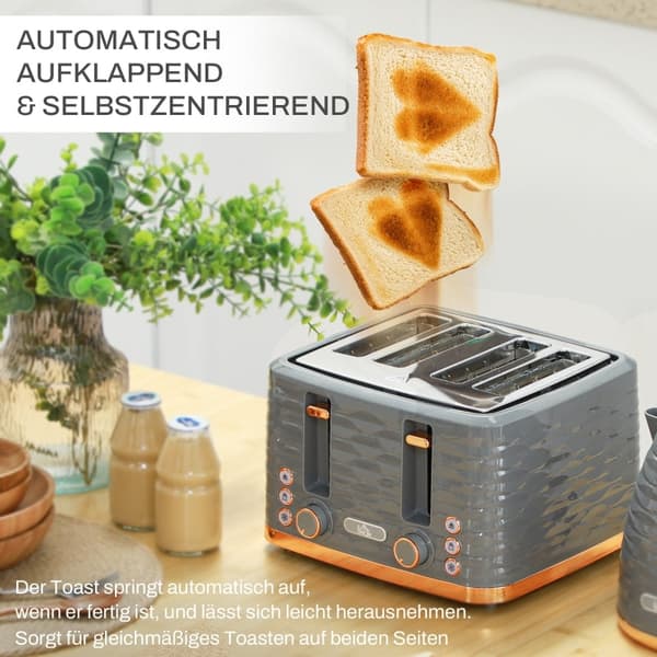 Rootz Kettle leivänpaahdinsarja - Pebble Design - 7 ruskistustasoa - 1,7 litran tilavuus - LED-ilmaisimet - Automaattinen keskitys - 29,2 cm x 27,5 cm