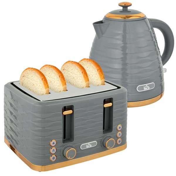 Rootz Kettle leivänpaahdinsarja - Pebble Design - 7 ruskistustasoa - 1,7 litran tilavuus - LED-ilmaisimet - Automaattinen keskitys - 29,2 cm x 27,5 cm