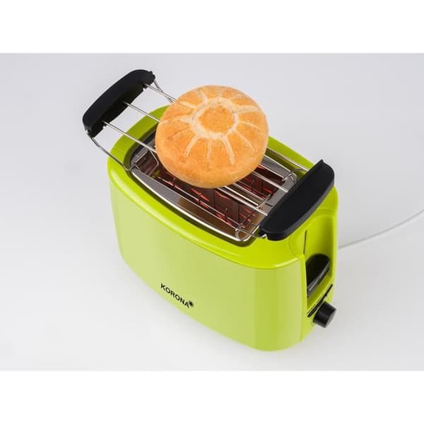 Korona 21133 Brödrost - grön - 2-skiva brödrost - 750 Watt - tillbehör för semlor - upptining och återuppvärmning