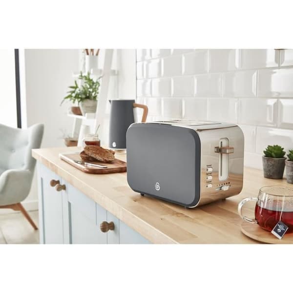 Nordic Modern Design 2-Slice Wide Slot Brödrost SWAN ST14610GRYNEU900W Grå 40906