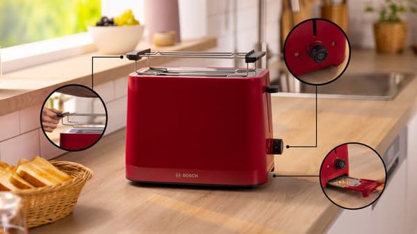 Bosch TAT3M124 brødrister 2 skive(r) 950 W Rød