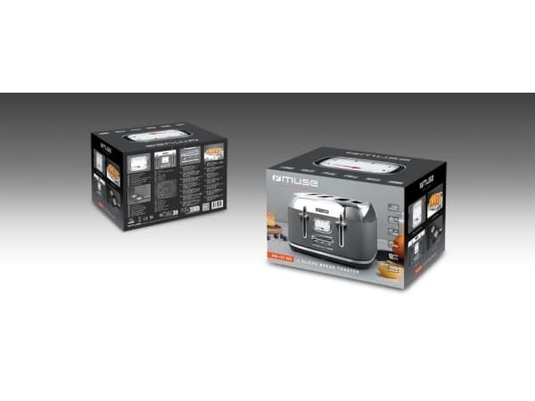 Muse MS-131 DG, 4 skivor, Grå, Rostfritt stål, Rostfritt stål, Knappar, Nivå, 1800 W, 220 - 240 V