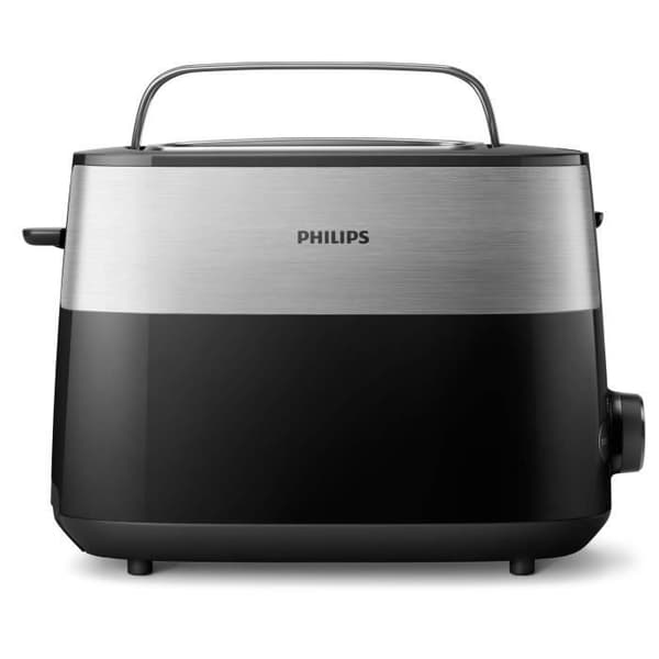 Philips Daily Collection-brödrost, 2 toastfack, bullbricka, metall, svart (HD2516/90)