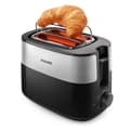 Miniatyrbild 2 av 4: Philips Daily Collection-brödrost, 2 toastfack, bullbricka, metall, svart (HD2516/90)