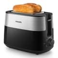 Miniatyrbild 1 av 4: Philips Daily Collection-brödrost, 2 toastfack, bullbricka, metall, svart (HD2516/90)